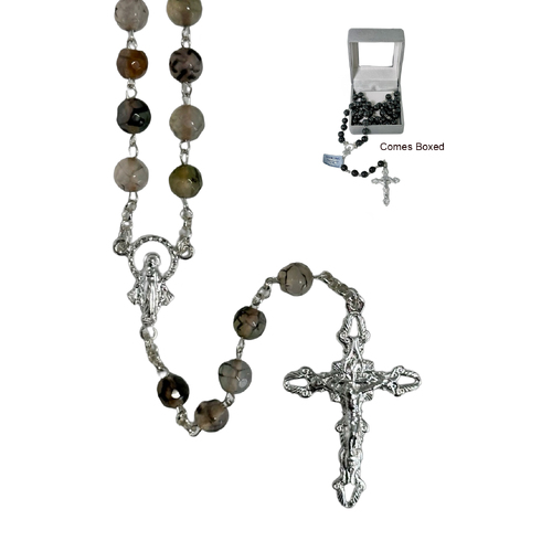 Rosary Sterling Silver w/Precious Stones - Smokey Quartz