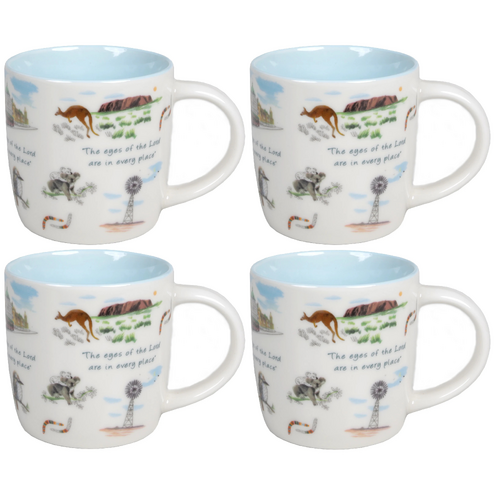 Bone China Mug Set: Australian Icons, the Eyes of the Lord Are in Every Place 320 ml