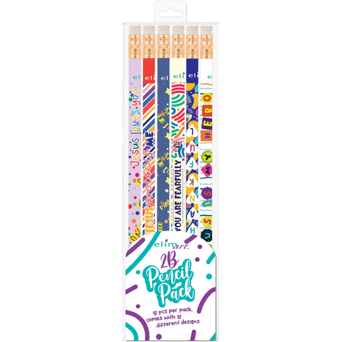 2B Pencils with erasers (Pack of 12): various designs