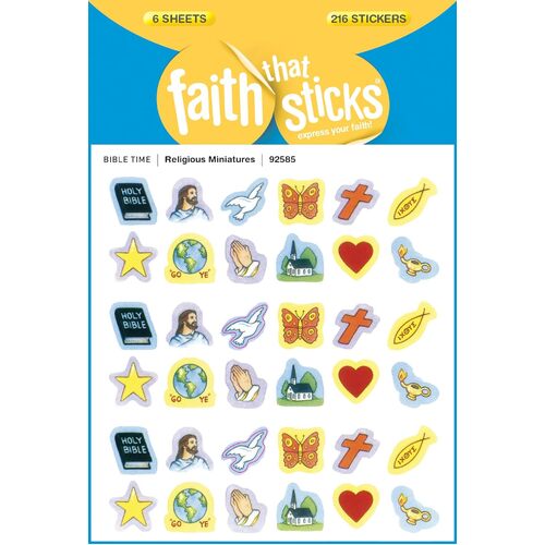 Religious Miniatures (6 Sheets, 216 Stickers) (Stickers Faith That Sticks Series)