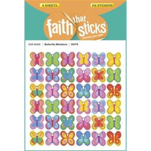 Butterfly Miniature Stickers (6 Sheets, 216 Stickers)