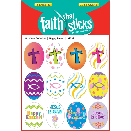 Stickers Faith that Sticks Happy Easter! (6 Sheets, 72 Stickers)