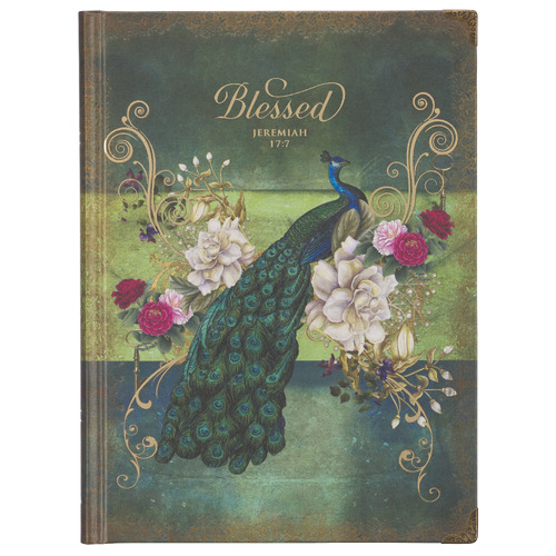 Journal: Blessed Blue Peacock With Metal Corners