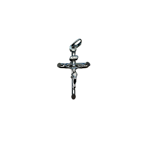 9ct White Gold Crucifix Log 26mm