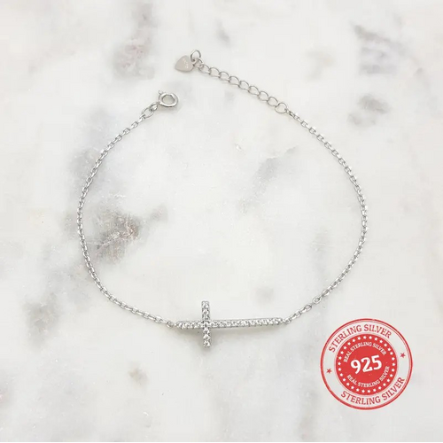 Sterling Silver Bracelet w/Cross