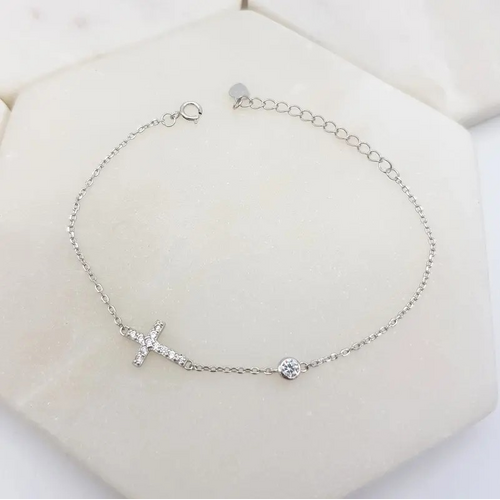 Sterling Silver Bracelet w/Cross