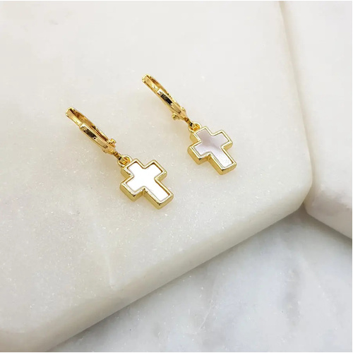 Gold Plated Cross Earrings