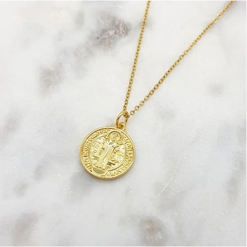 St Benedict Gold Plated Necklace