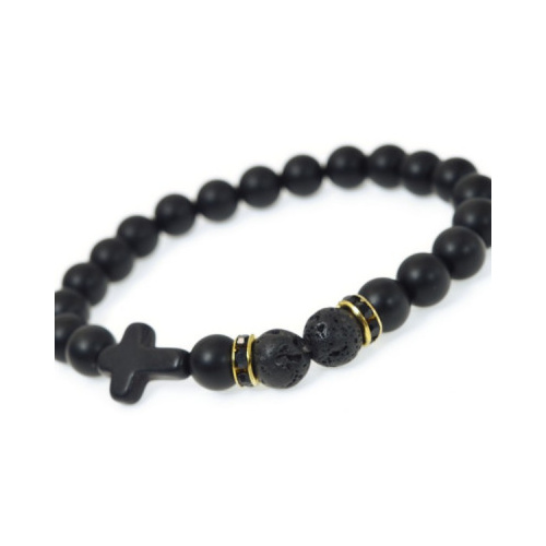 Bracelet Gold Ring Black Beads