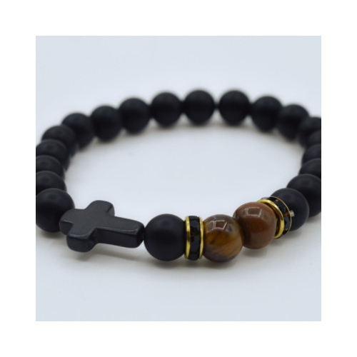 Bracelet Gold Ring Brown/Black Beads