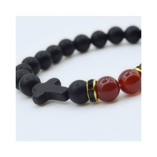 Bracelet Gold Ring Burgundy/Black Beads