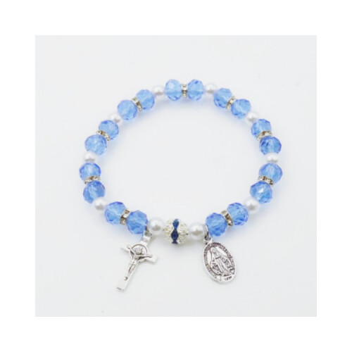 Bracelet w/St Benedict/Miraculous Blue