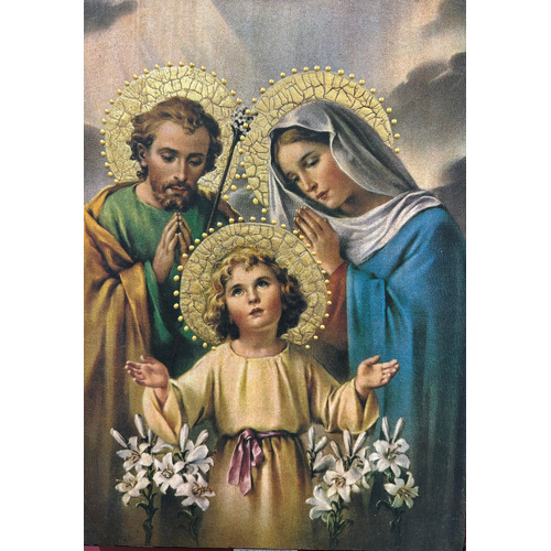 Holy Family Large Wood Plaque (L40cmxW29cm)