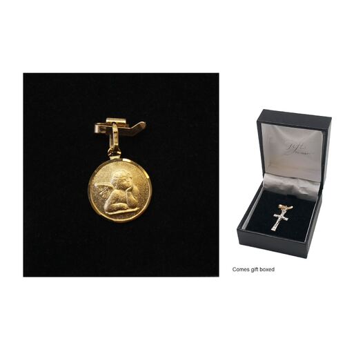 9ct Gold Medal Angel Round -10mm