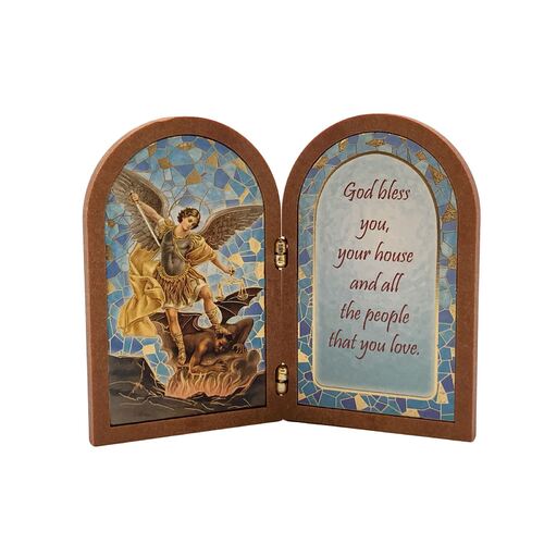 Plaque Plastic Folding Gold Foil St Michael- (90x120mm)