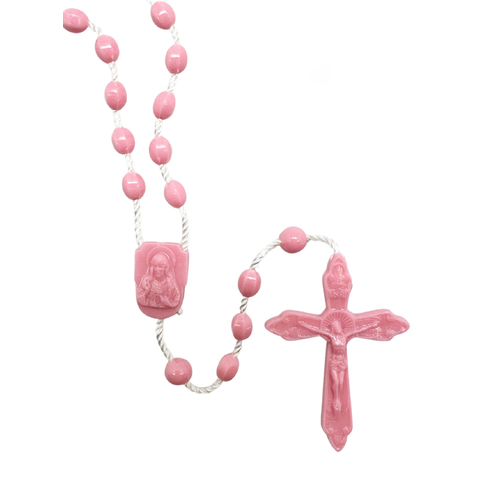 Rosary Plastic Pink with Nylon Cord - 5m Beads