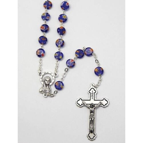 Rosary Murano Glass Look Blue - 7mm Beads