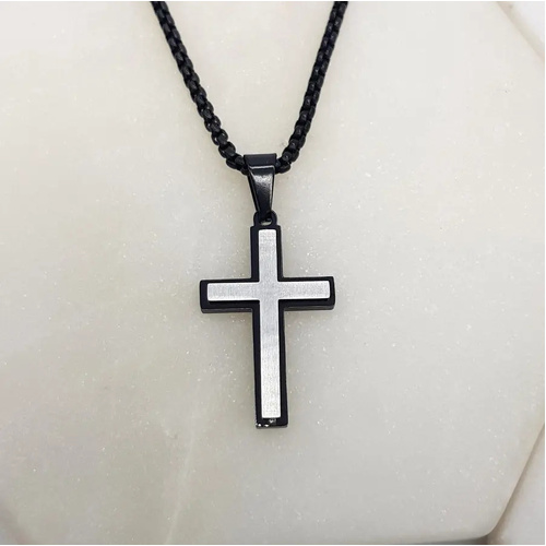 Stainless Steel Two Tone Cross Pendant